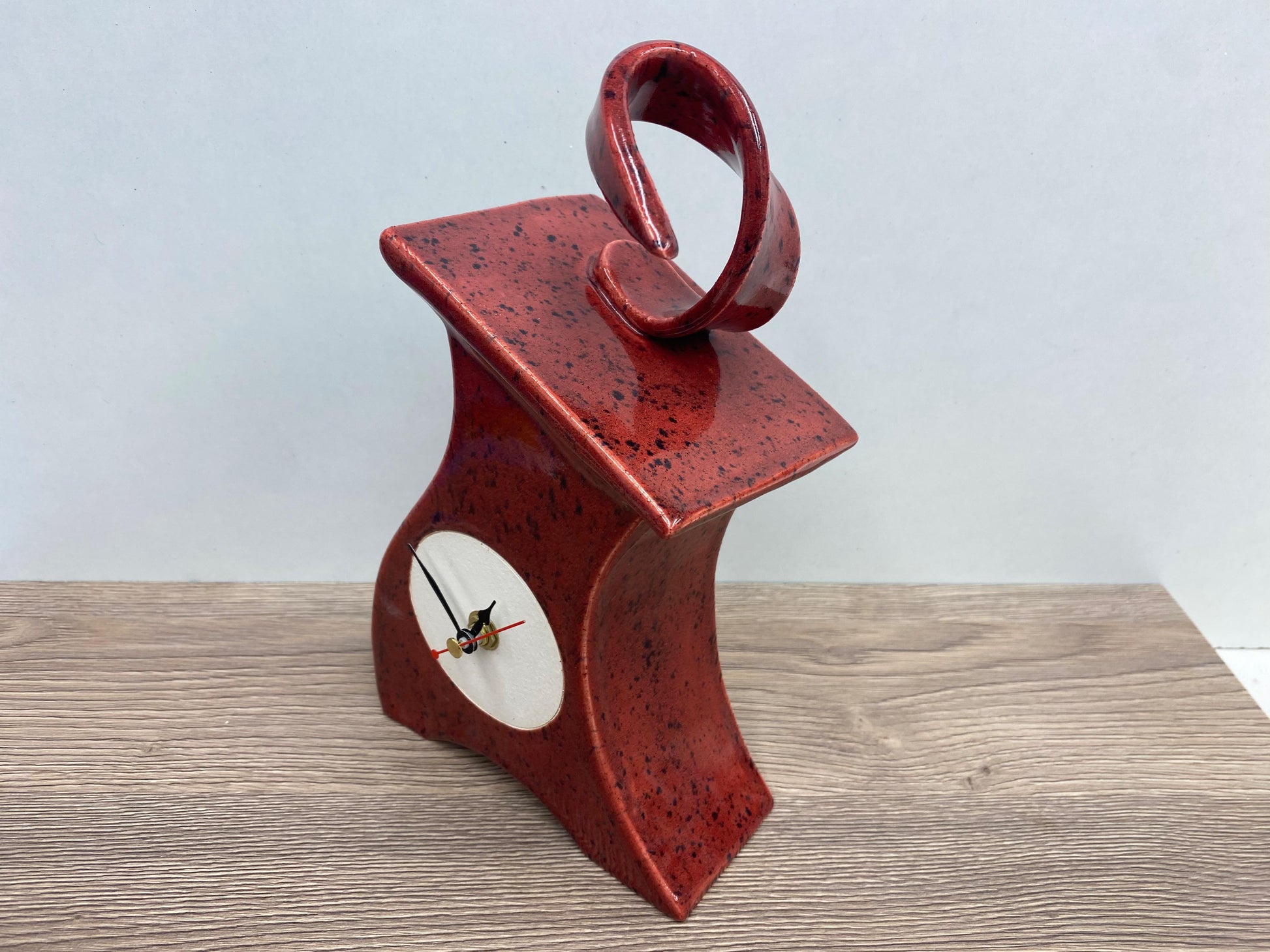 Speckled Red Mantel Clock side view top