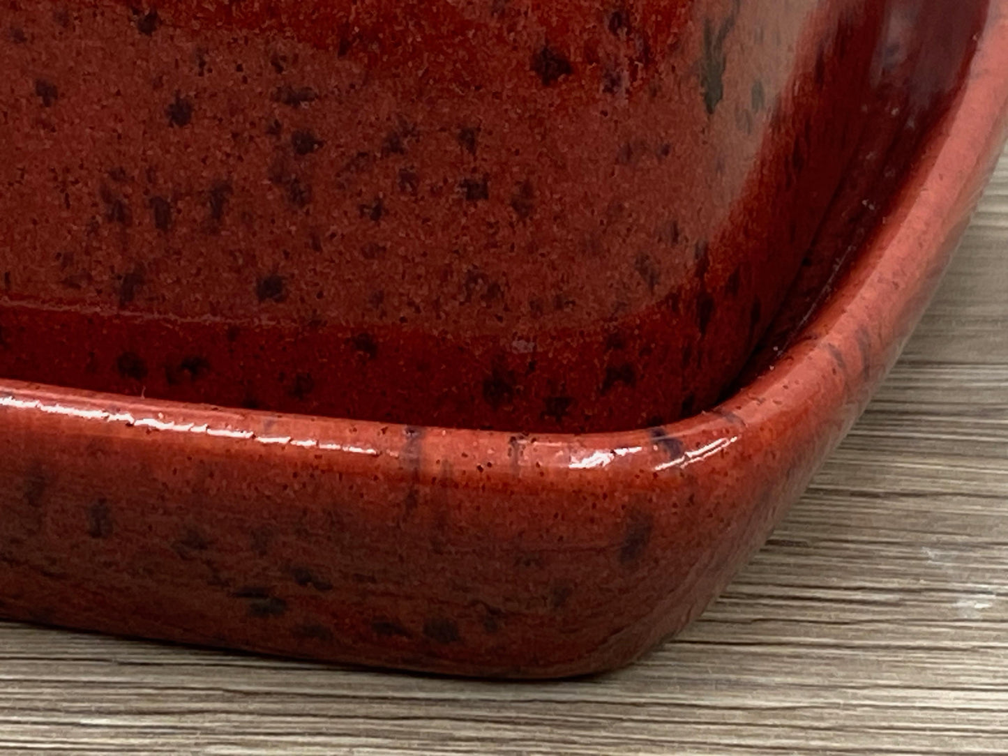 Butter Dish with Lid Speckled Red Glaze