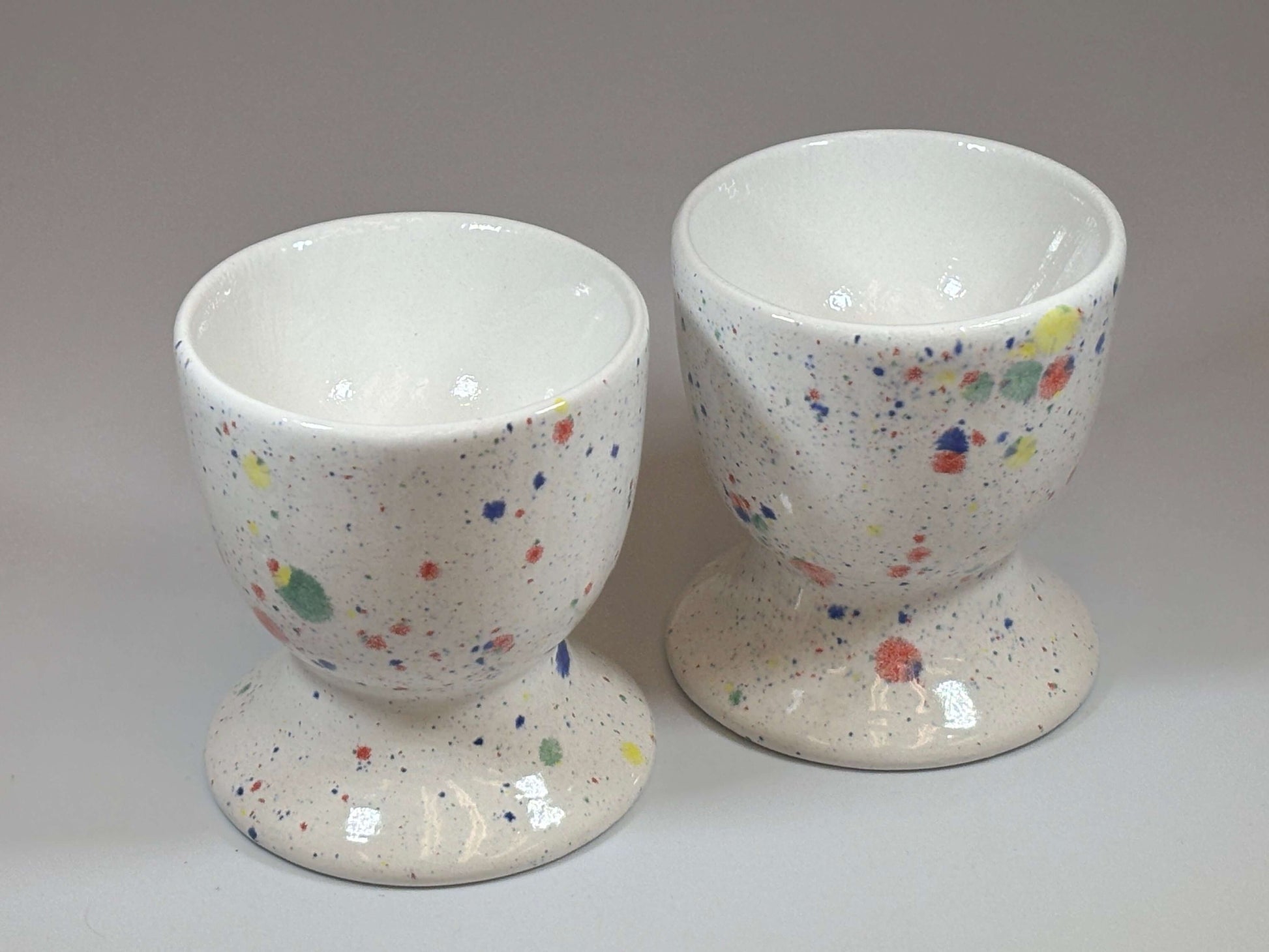 speckled blue ceramic egg cups