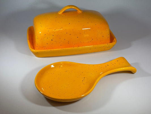 butter dish and spoon rest set