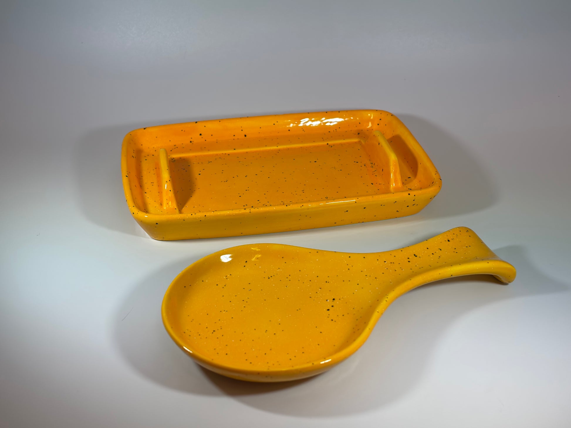 butter dish and spoon rest set