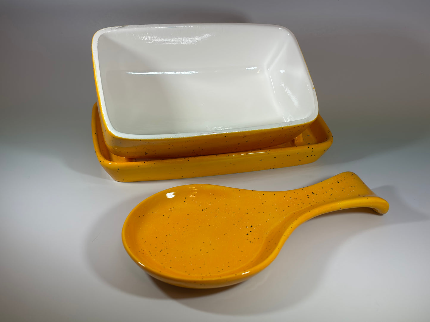butter dish and spoon rest set
