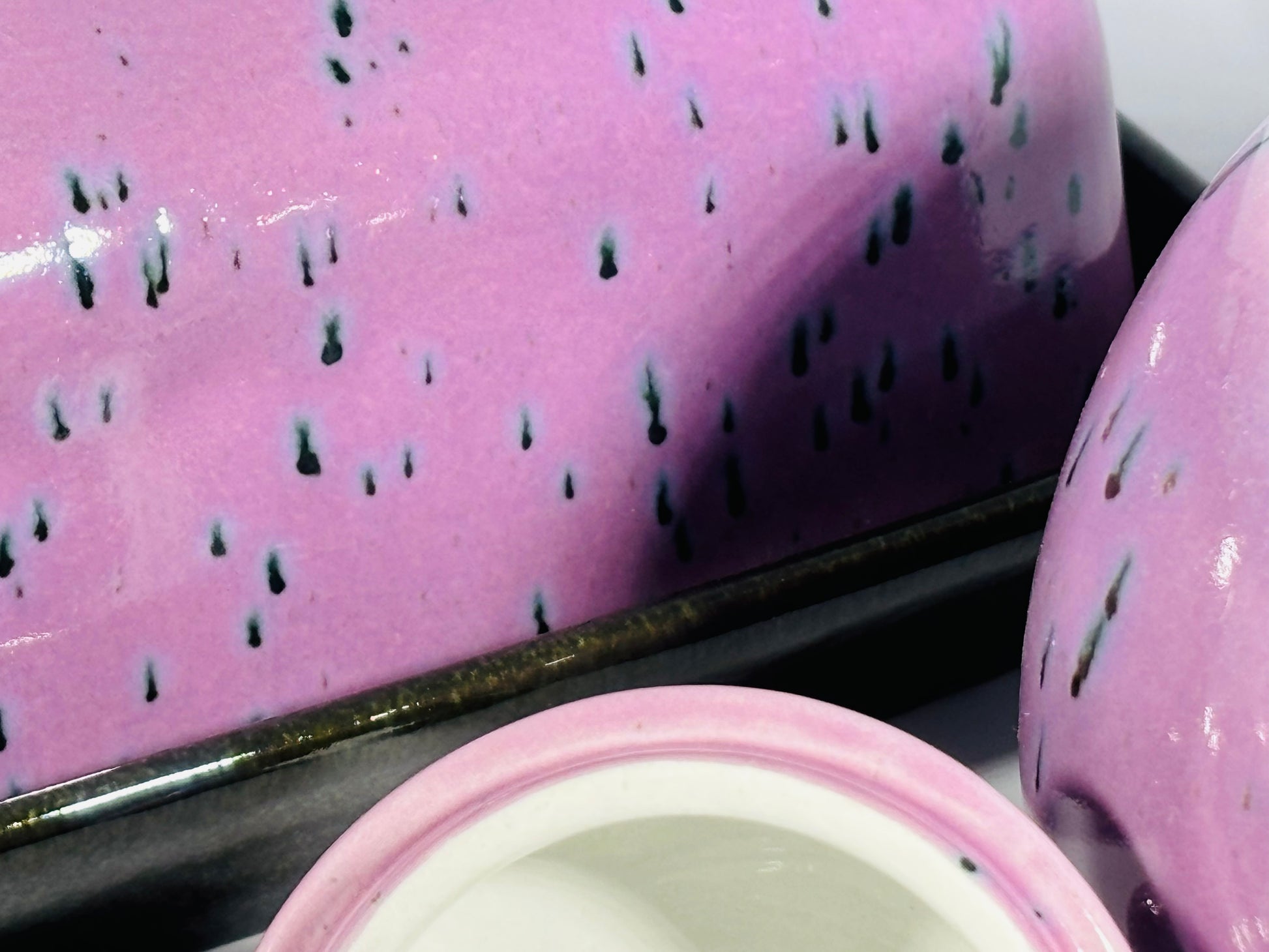 butter dish and sugar bowl set - speckled purple