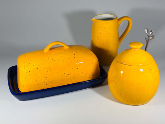 butter dish sugar bowl and milk jug set