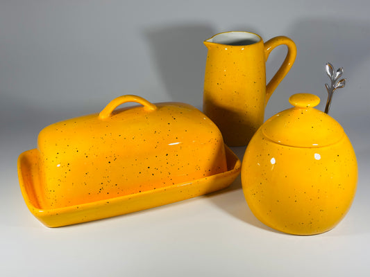 butter dish sugar bowl and milk jug set