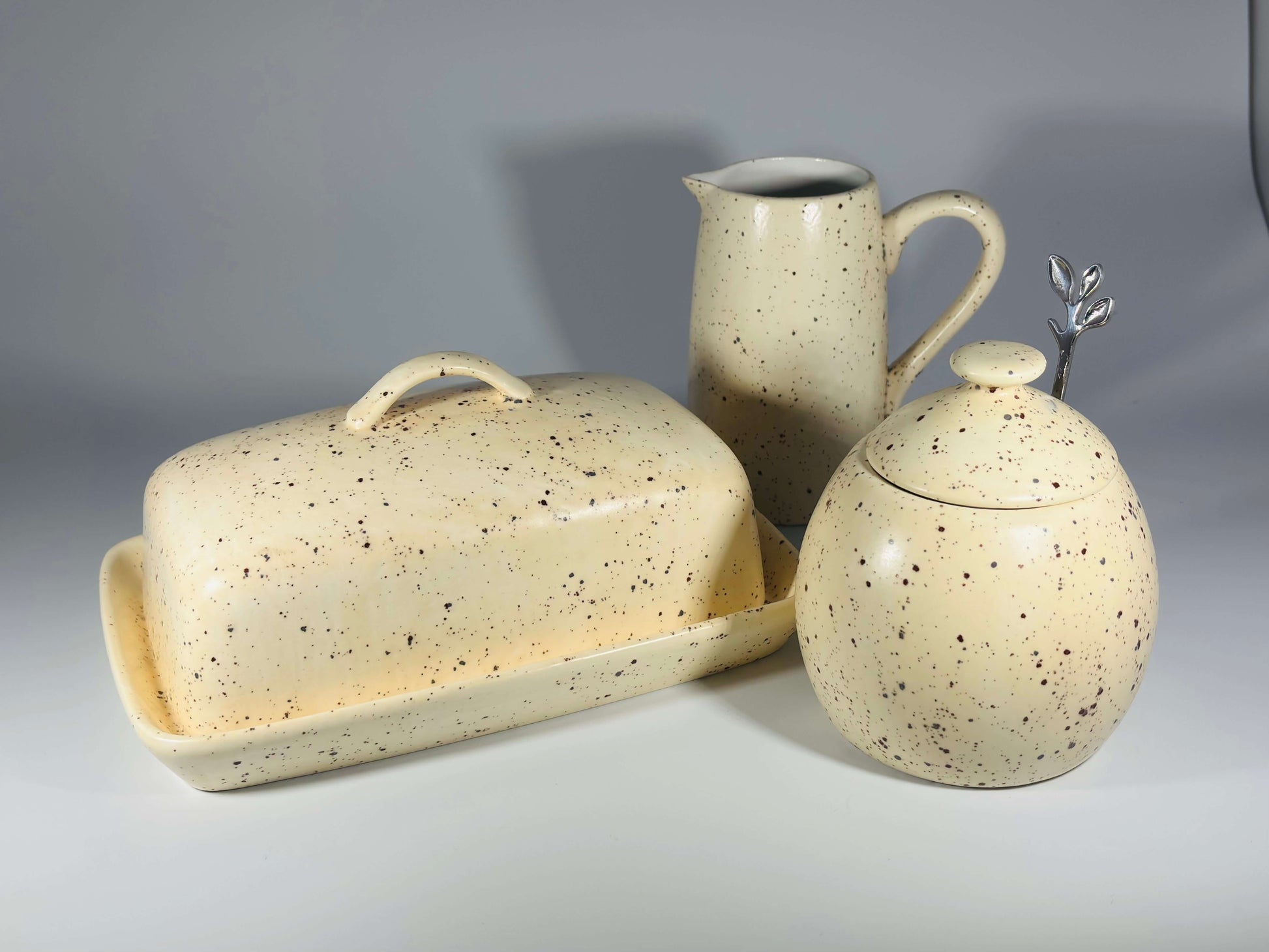 Butter dish sugar bowl and milk jug set