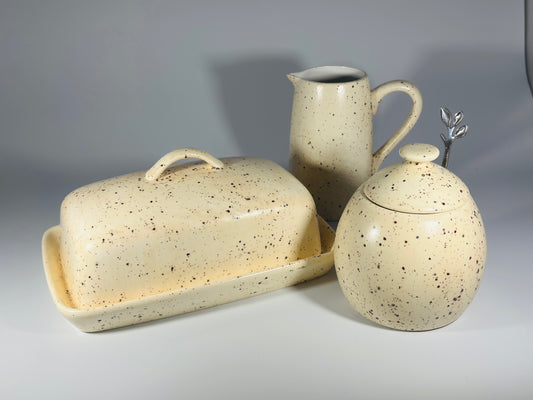 Butter dish sugar bowl and milk jug set