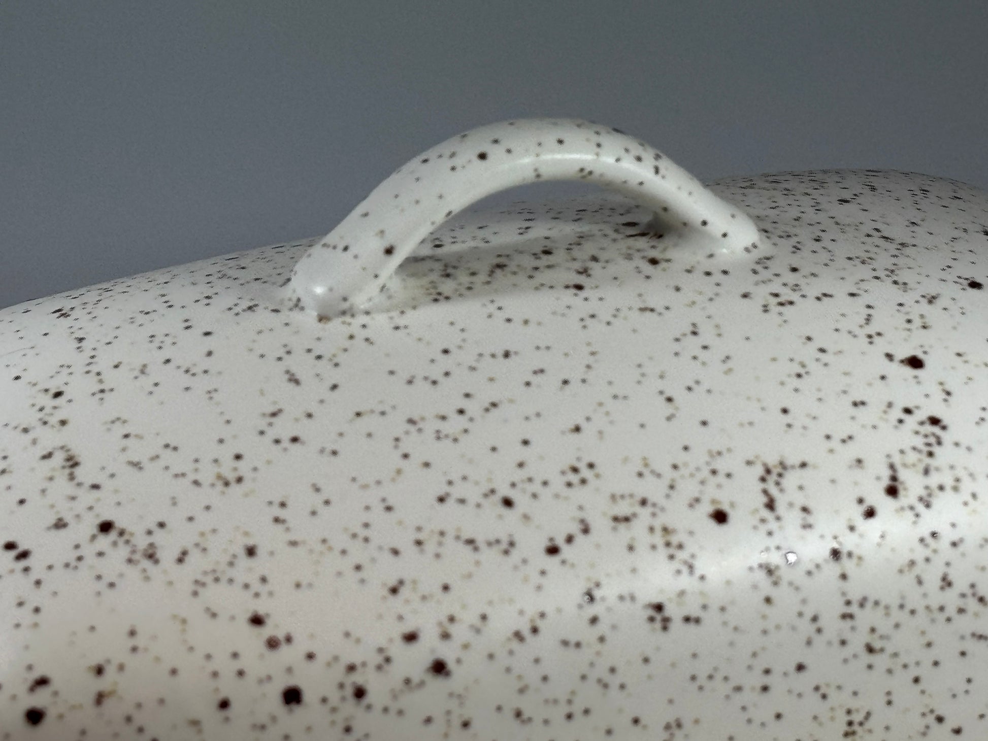 stoneware speckled white butter dish