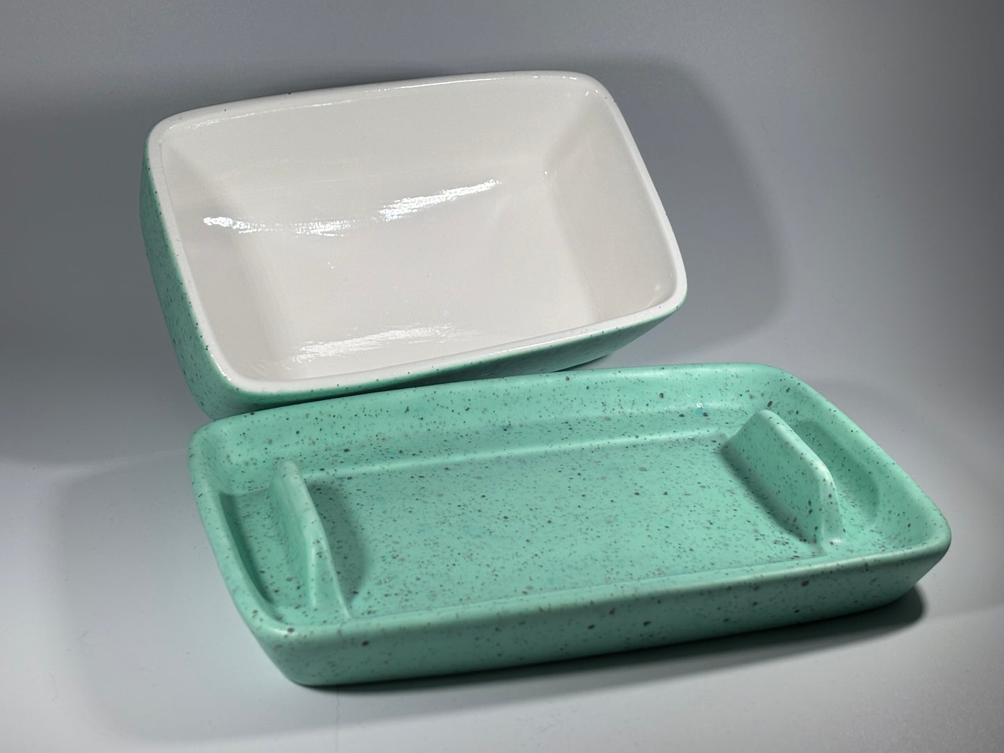 Stoneware Eggshell Green Butter Dish