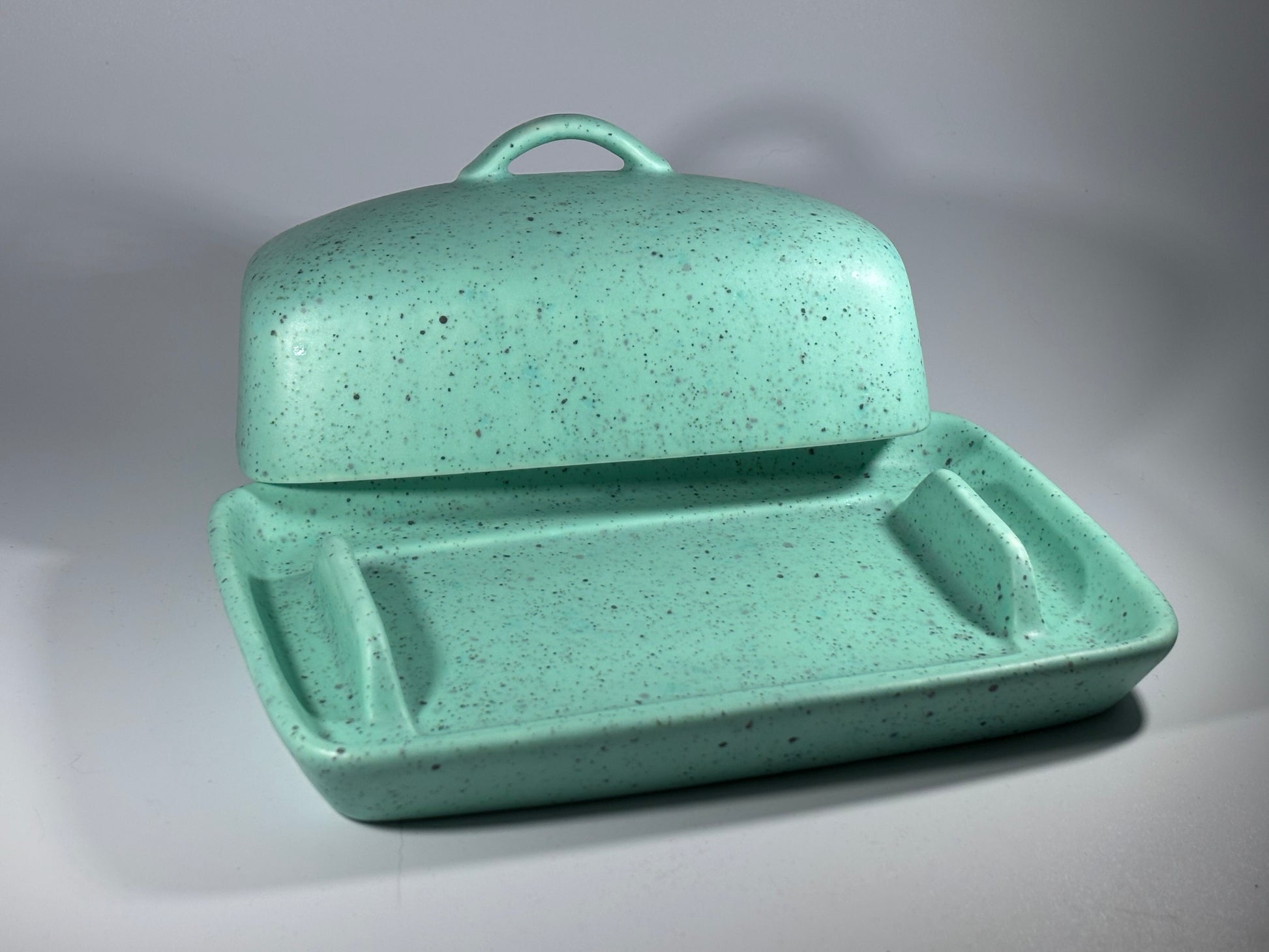 Stoneware Eggshell Green Butter Dish