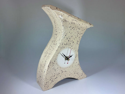 Ceramic Mantel Clock -Honey Speckle Glaze