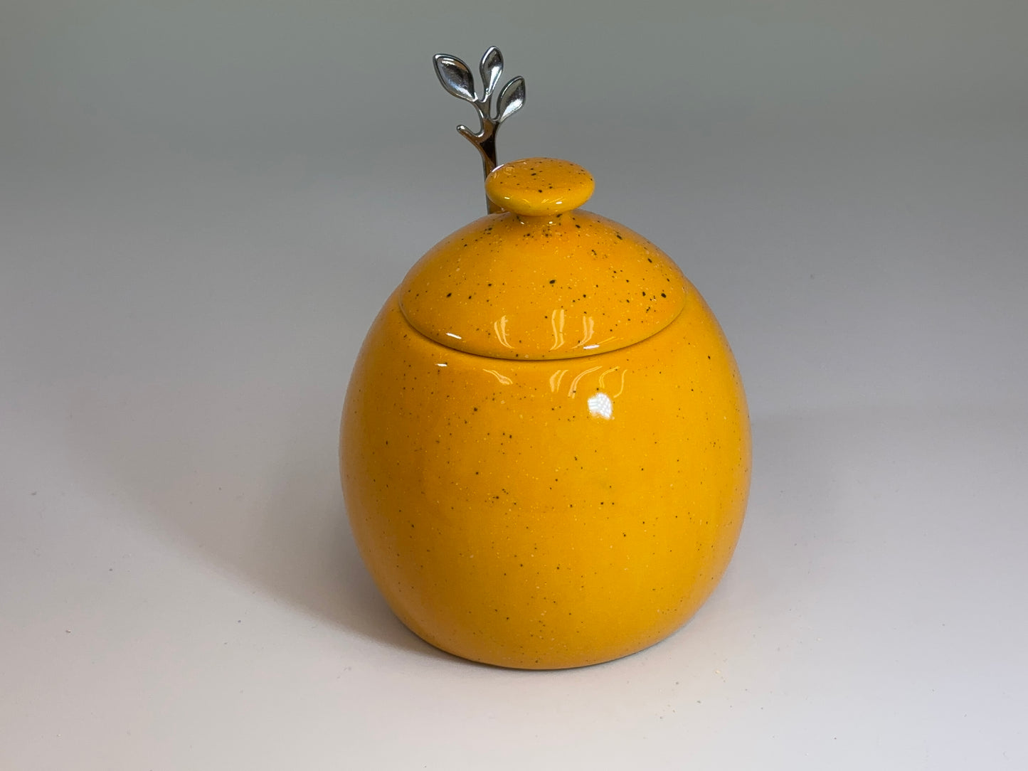 Sugar Bowl with Spoon - Yellow Glaze