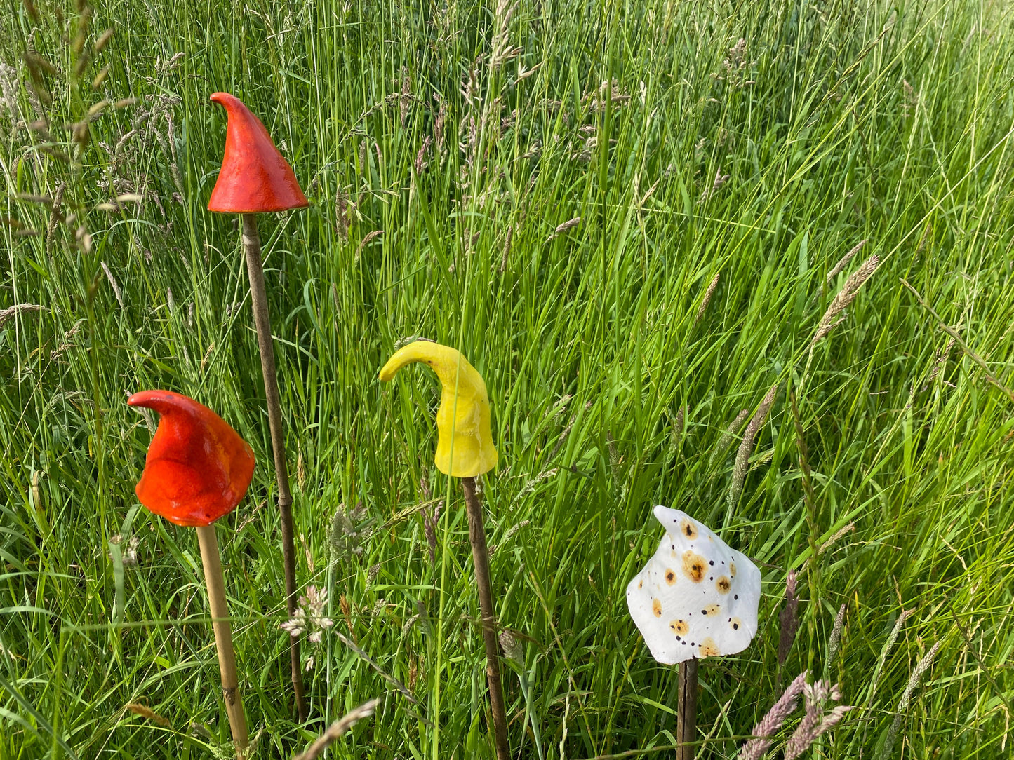 Ceramic Mushrooms Cane Toppers