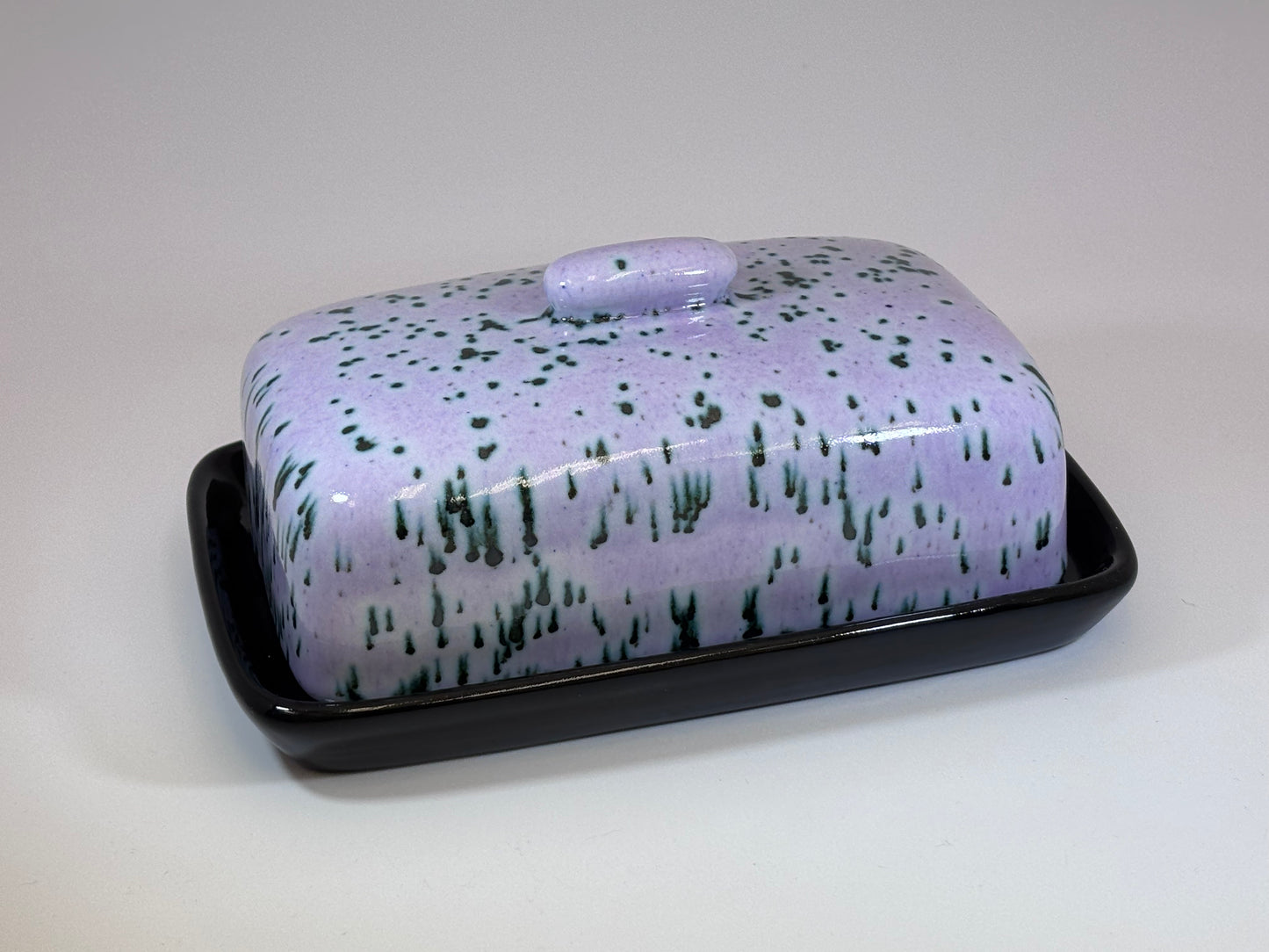 Butter Dish with Purple Speckle Glaze