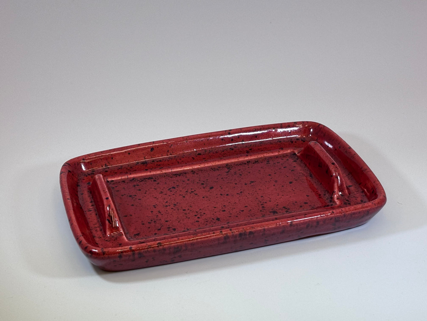 Butter Dish with Lid Speckled Red Glaze
