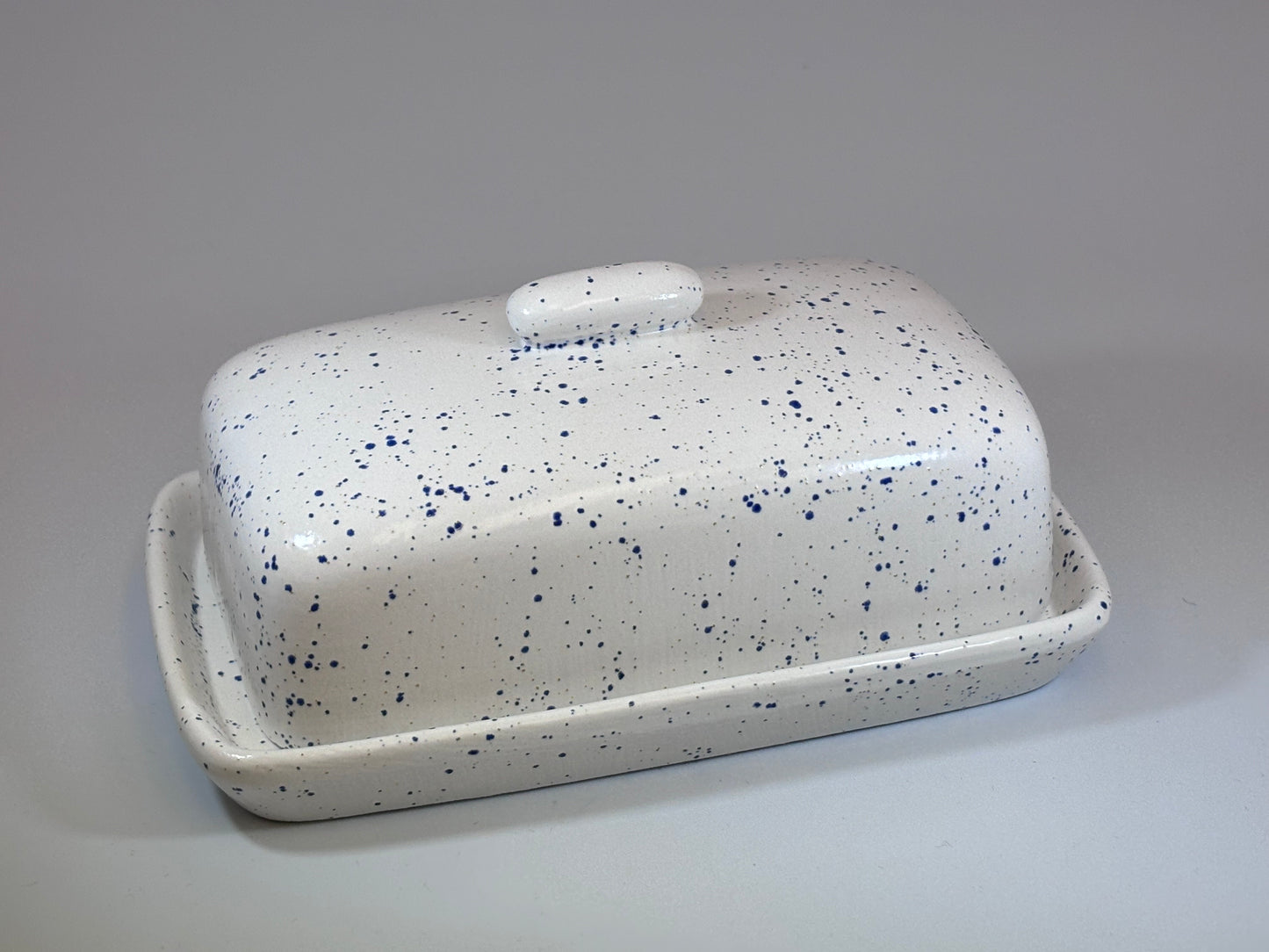Butter Dish Light Speckled Blue Glaze