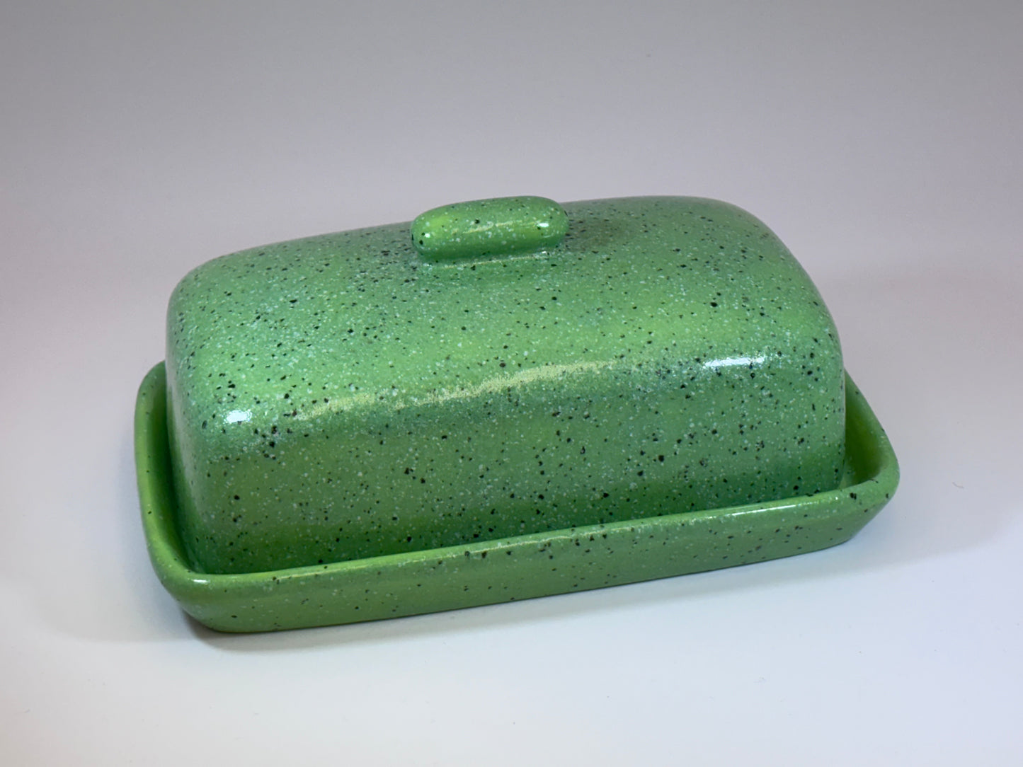 Butter Dish Lime Green Glaze