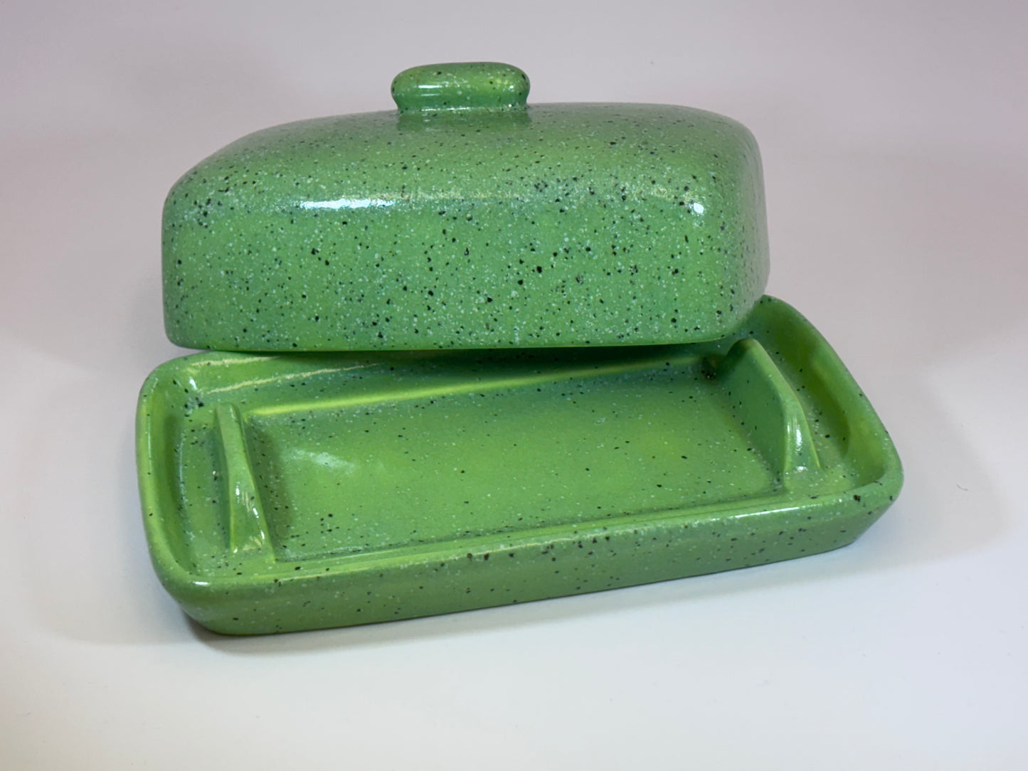 Butter Dish Lime Green Glaze