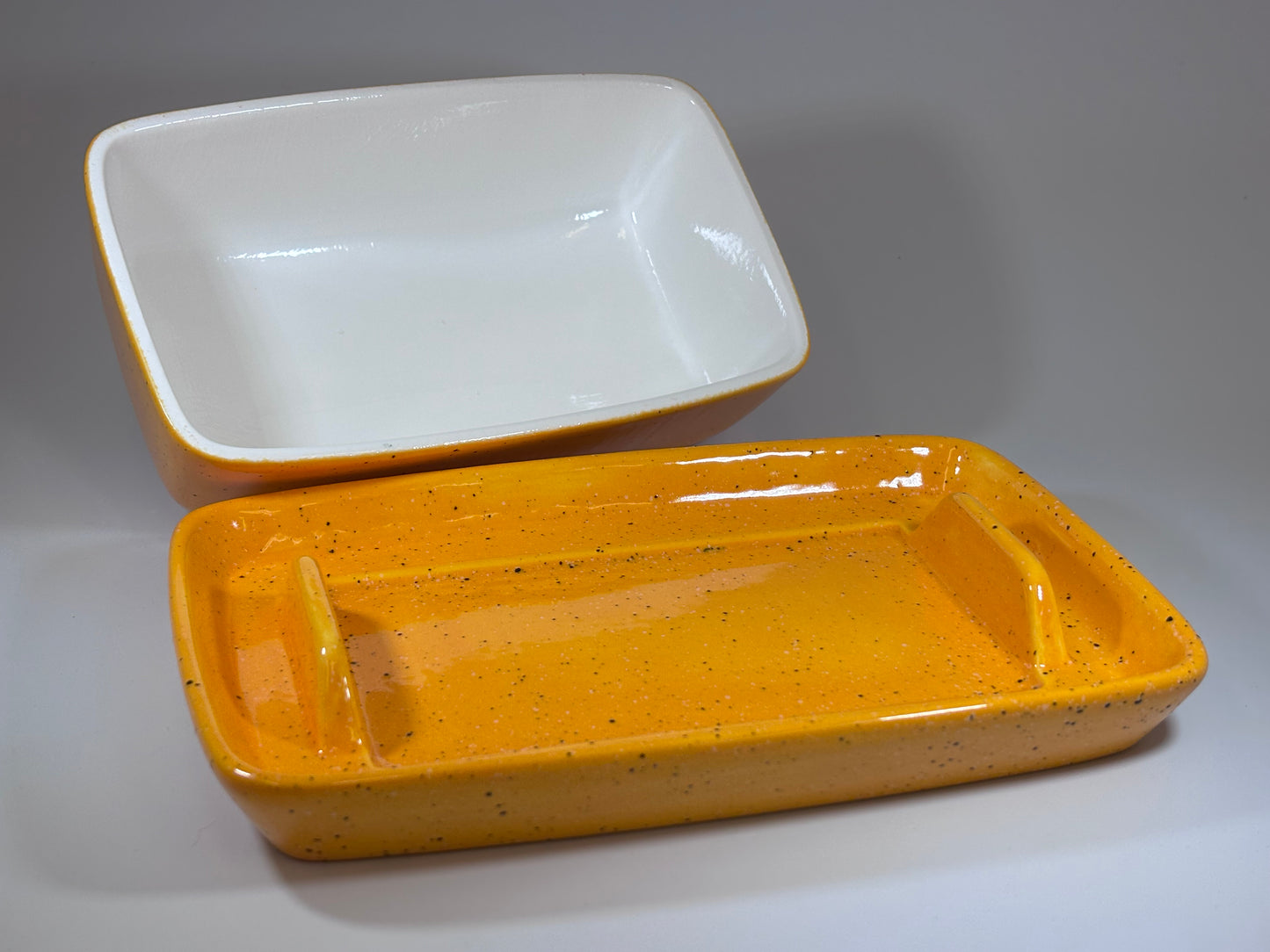 Yellow Butter Dish with Handle