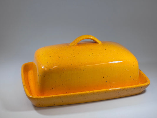 Yellow Butter Dish with Handle