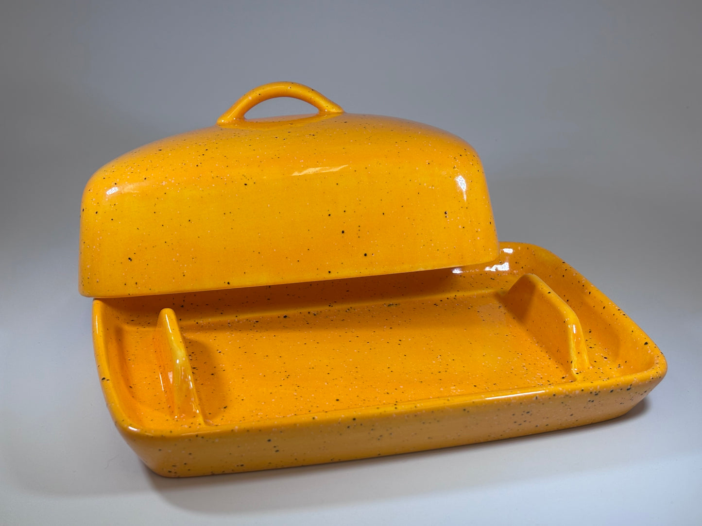 Yellow Butter Dish with Handle