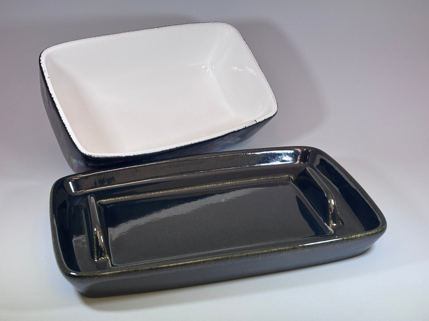 Abstract Butter Dish with Handle