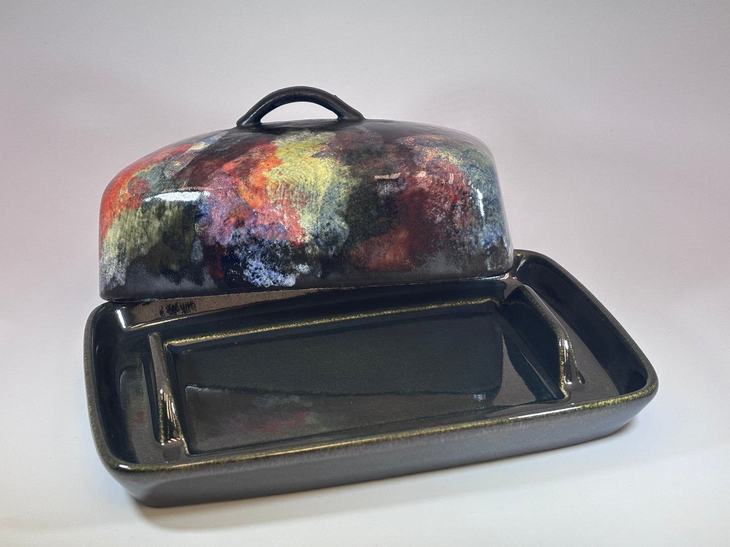 Abstract Butter Dish with Handle