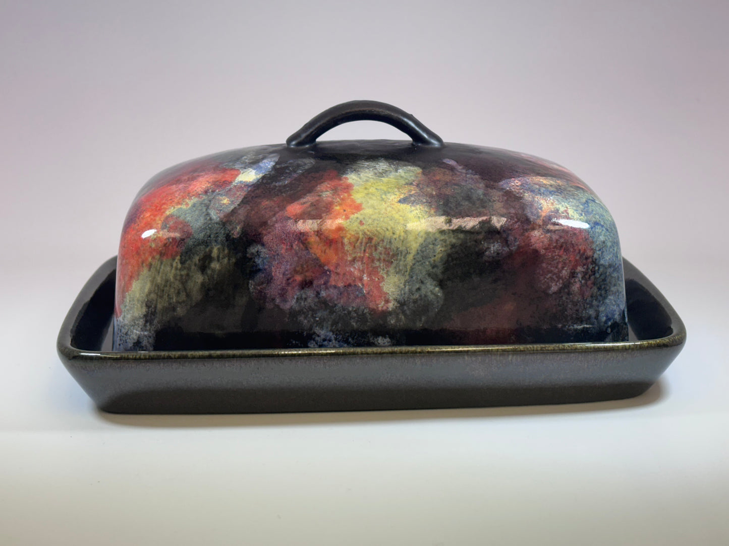 Abstract Butter Dish with Handle