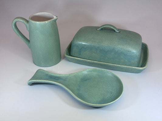 Cornish Copper Stoneware Butter Dish set
