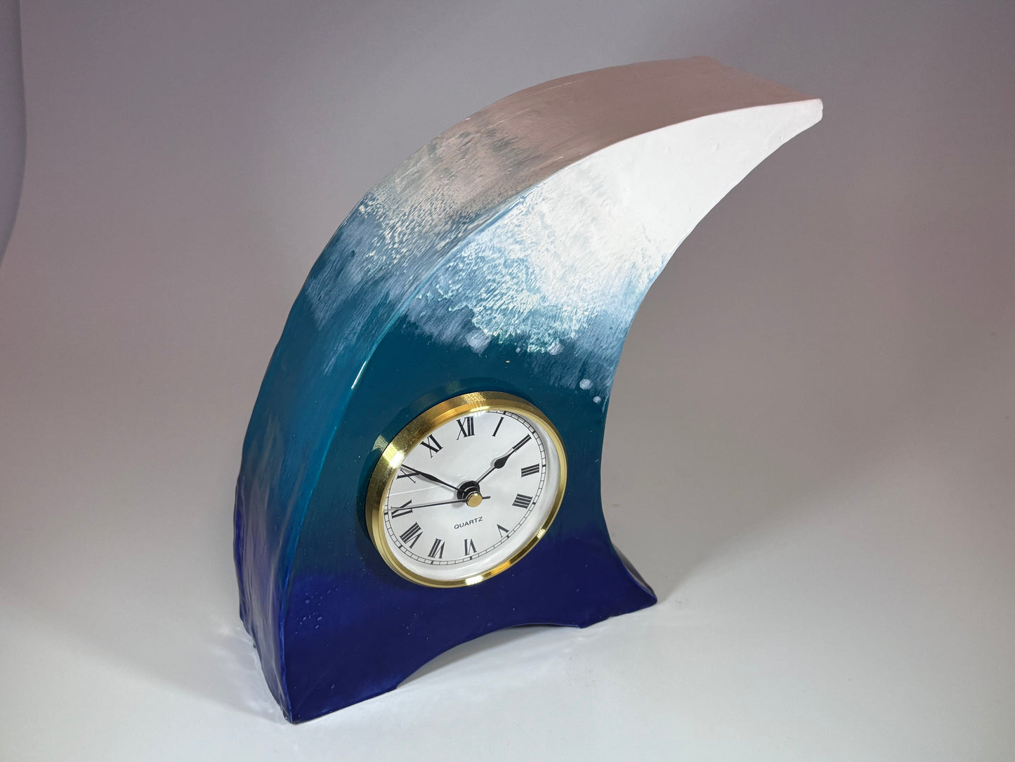 The Wave Ceramic Mantel Clock with Enclosed Face