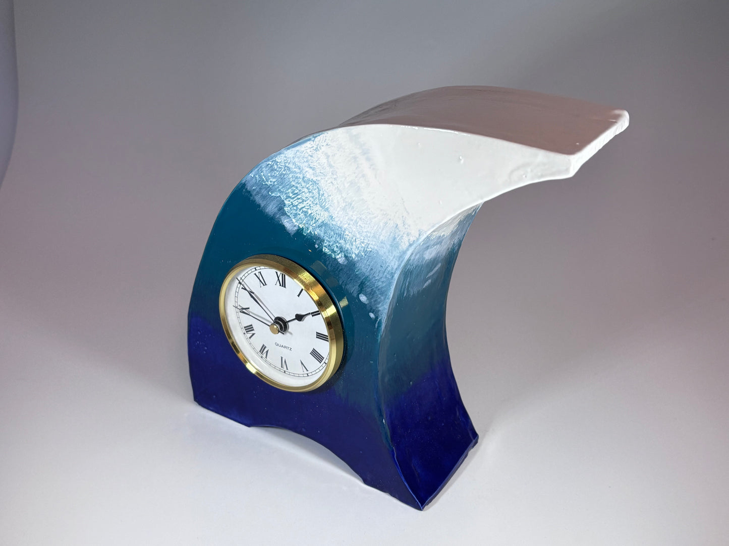 The Wave Ceramic Mantel Clock with Enclosed Face