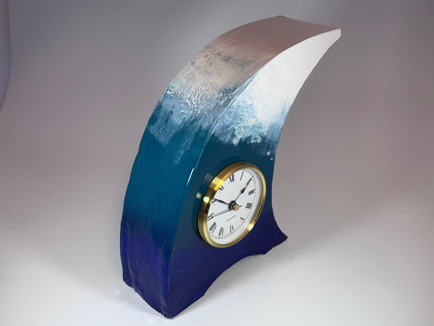 The Wave Ceramic Mantel Clock with Enclosed Face