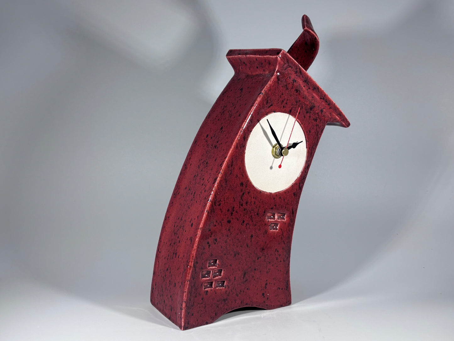 Ceramic Mantel Clock - Speckled Red - Bargain Basement Priced