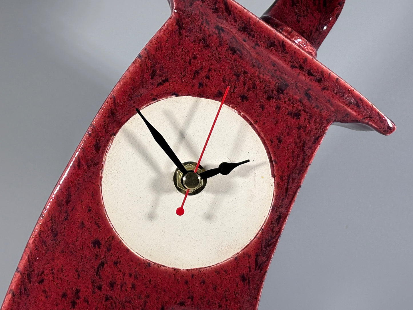 Ceramic Mantel Clock - Speckled Red - Bargain Basement Priced