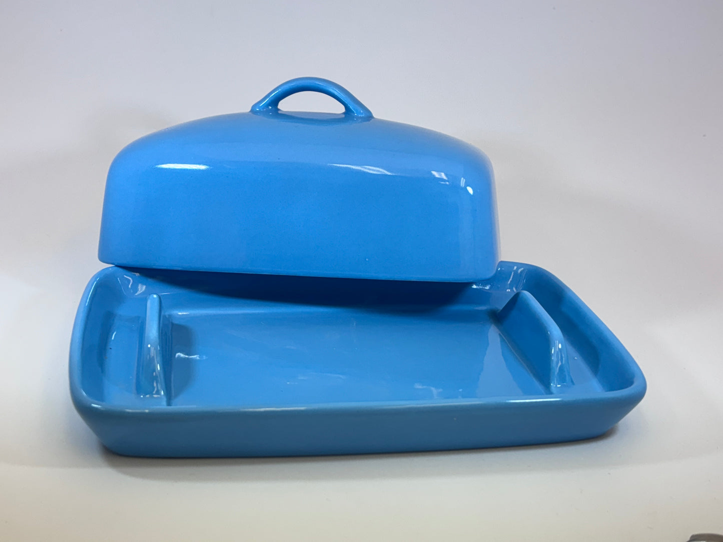 Stoneware Blue Butter Dish