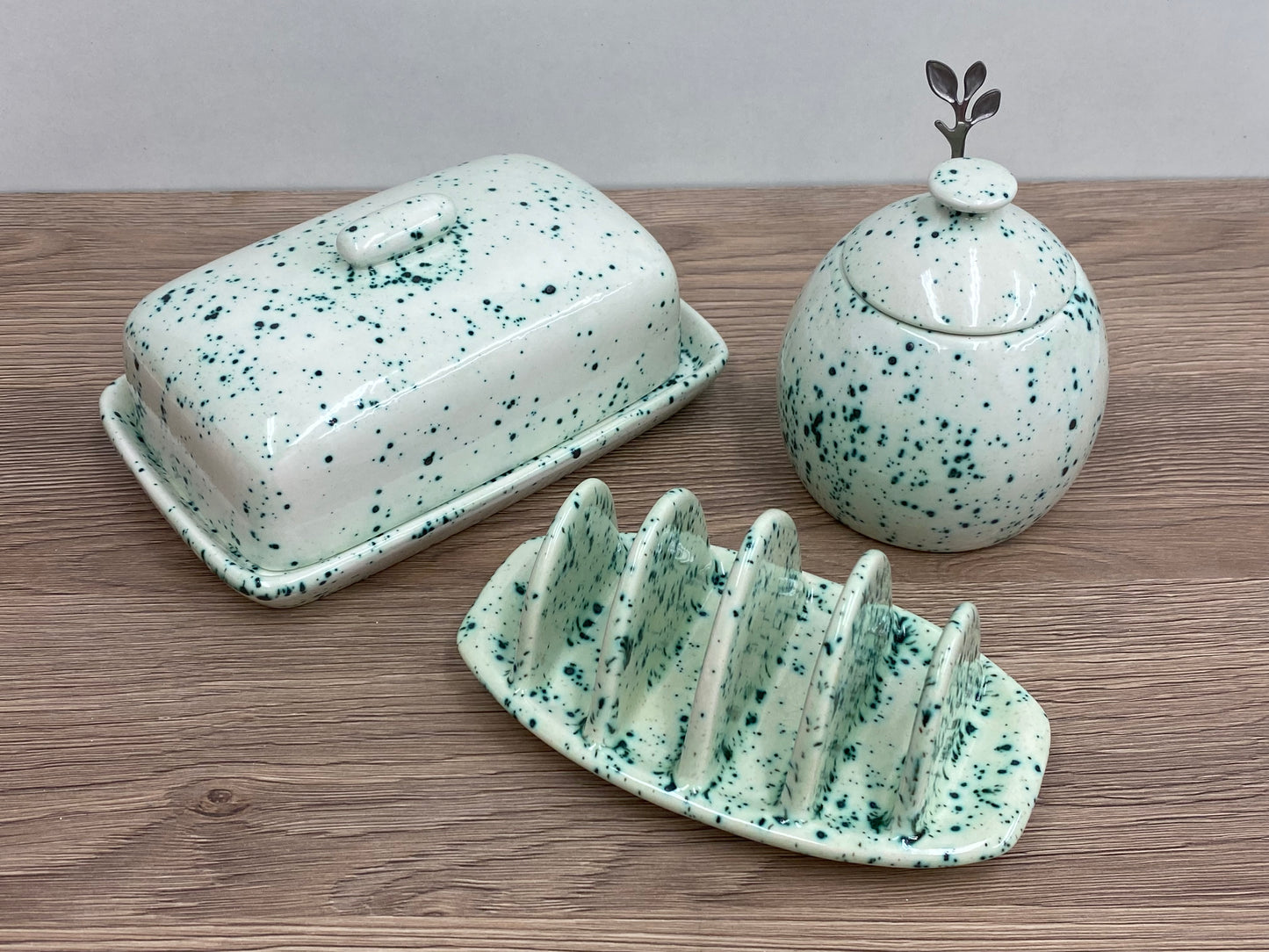 Butter Dish, Sugar Bowl and Toast Rack Set