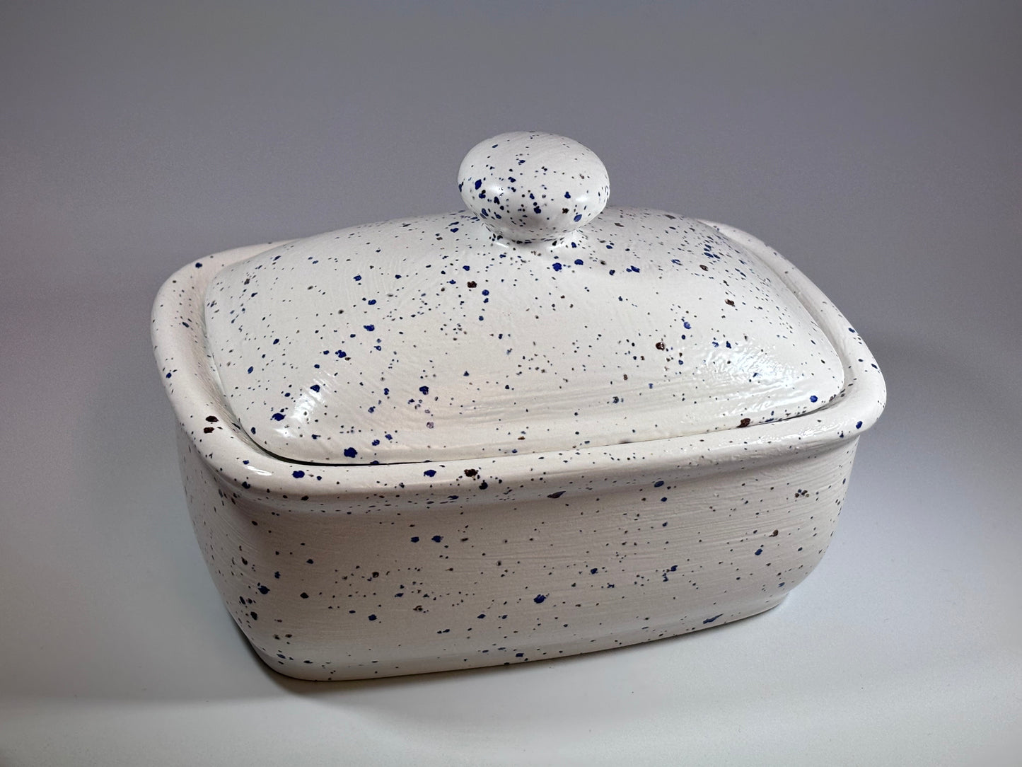 Butter Dish with Lid - Speckled Blue