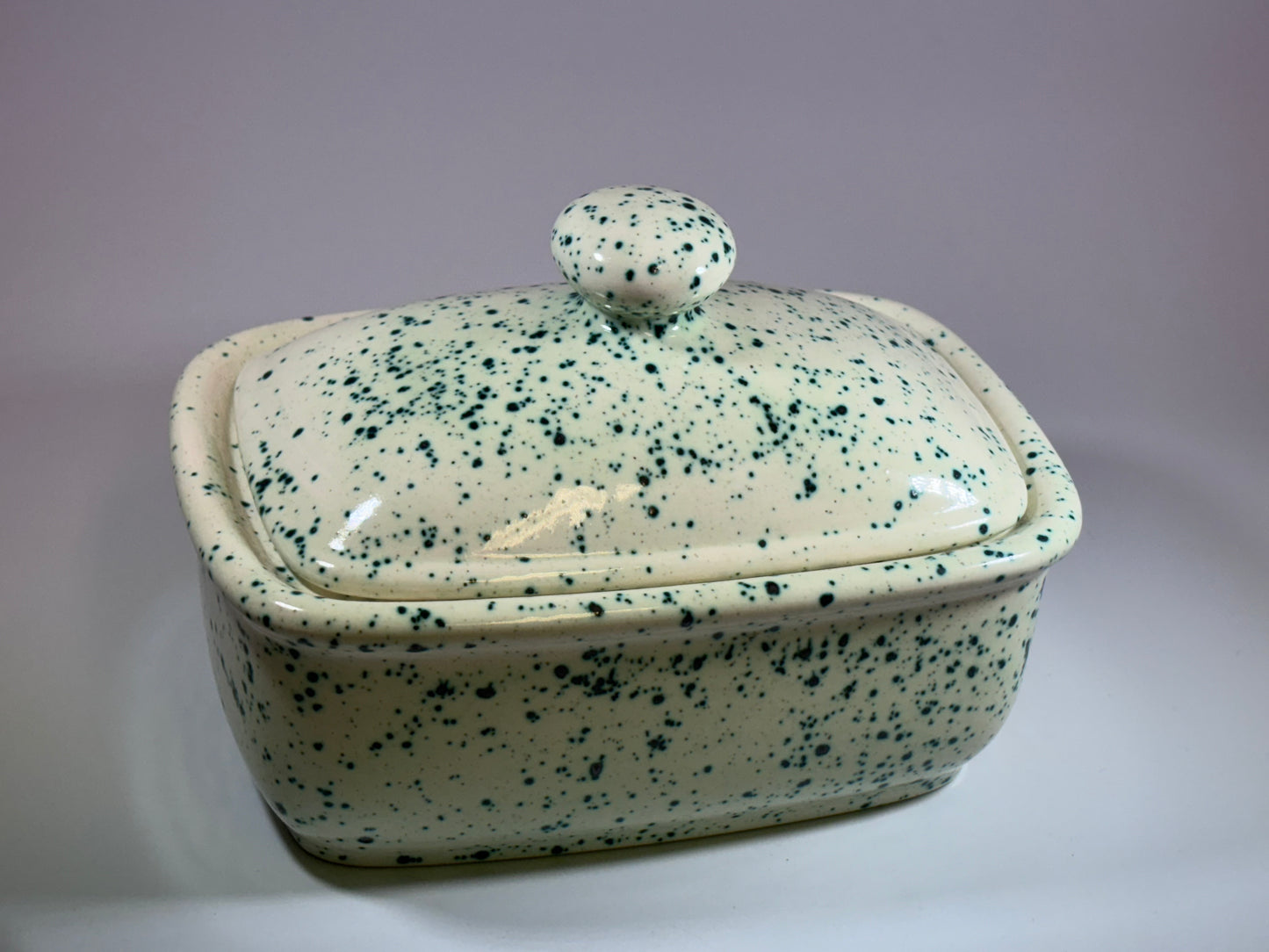 Butter Dish with Lid - Speckled Green Glaze