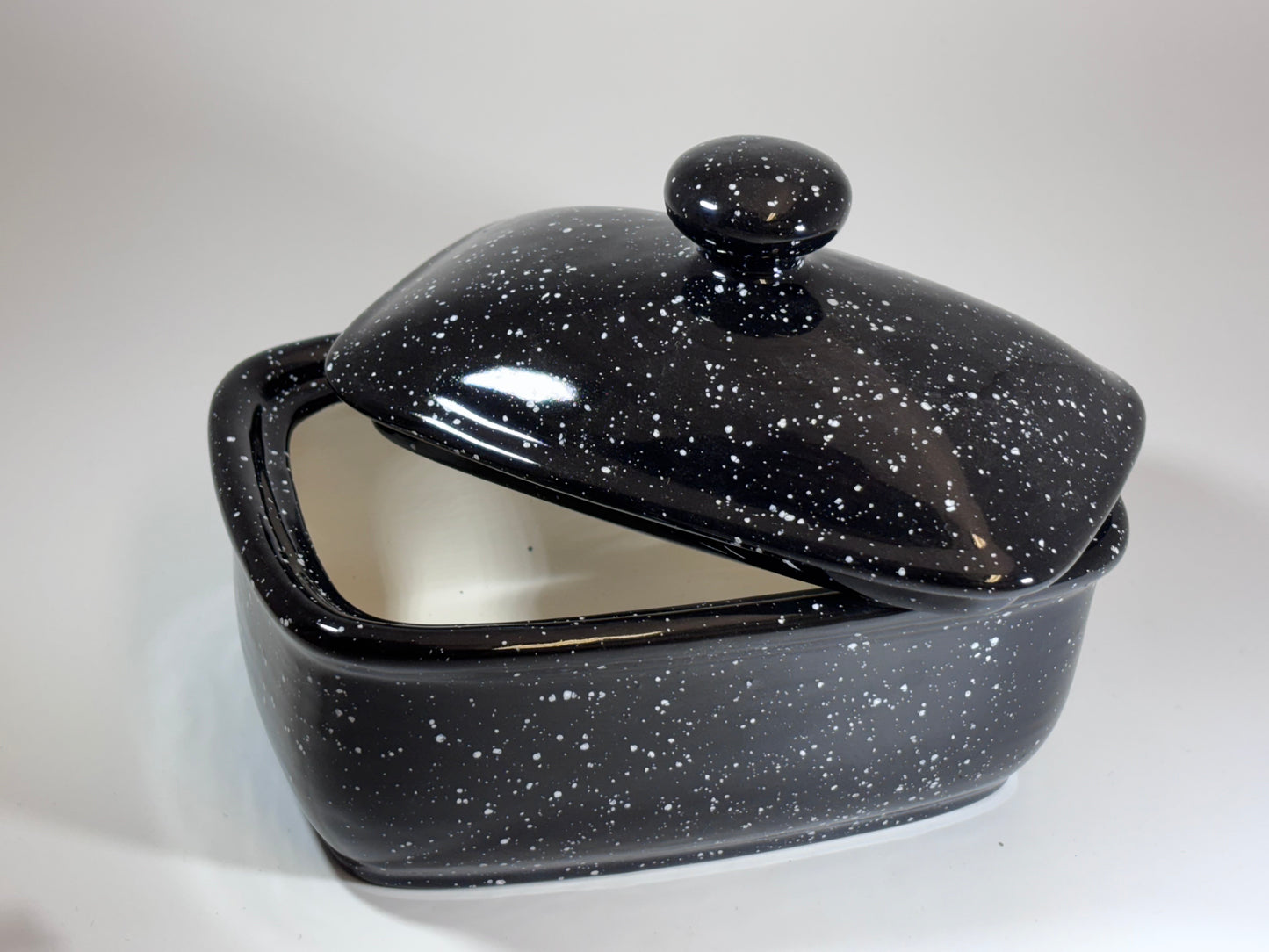 Butter Dish with Lid - Black Speckle Glaze