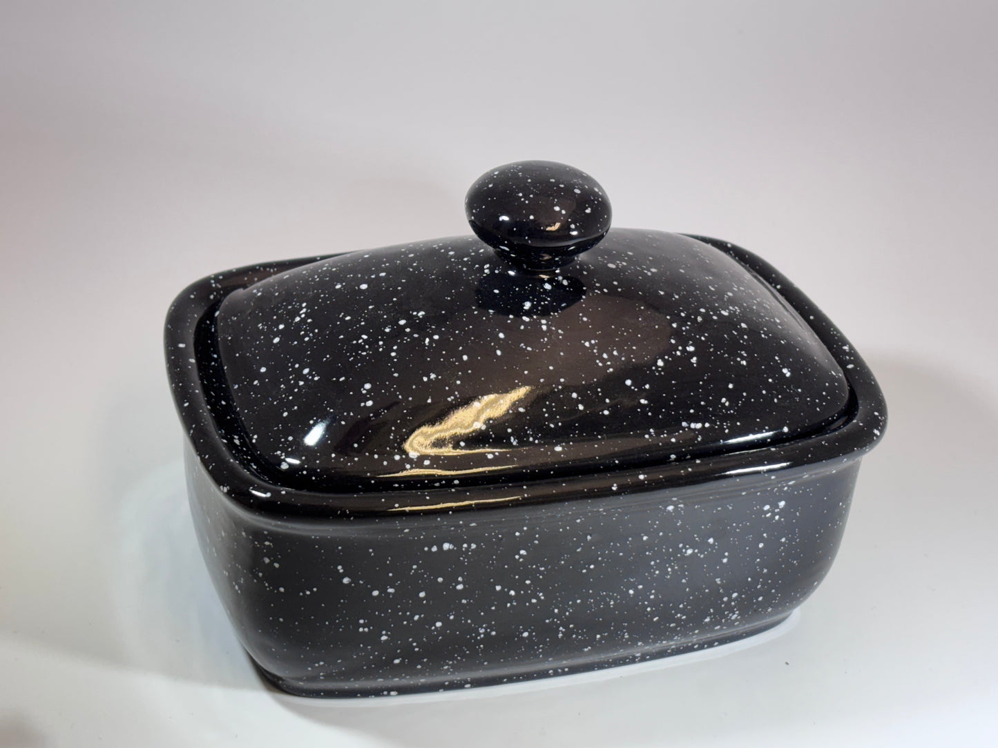 Butter Dish with Lid - Black Speckle Glaze