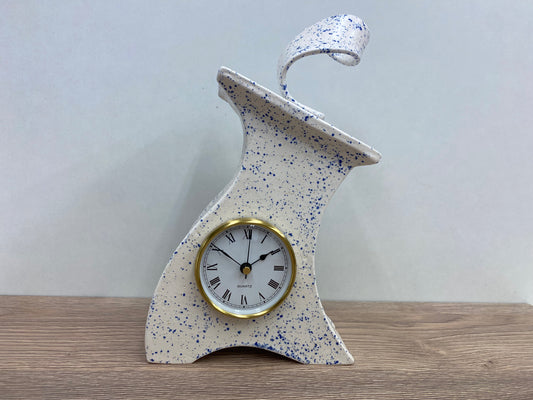 Ceramic Mantel Clock - Light Blue Speckled