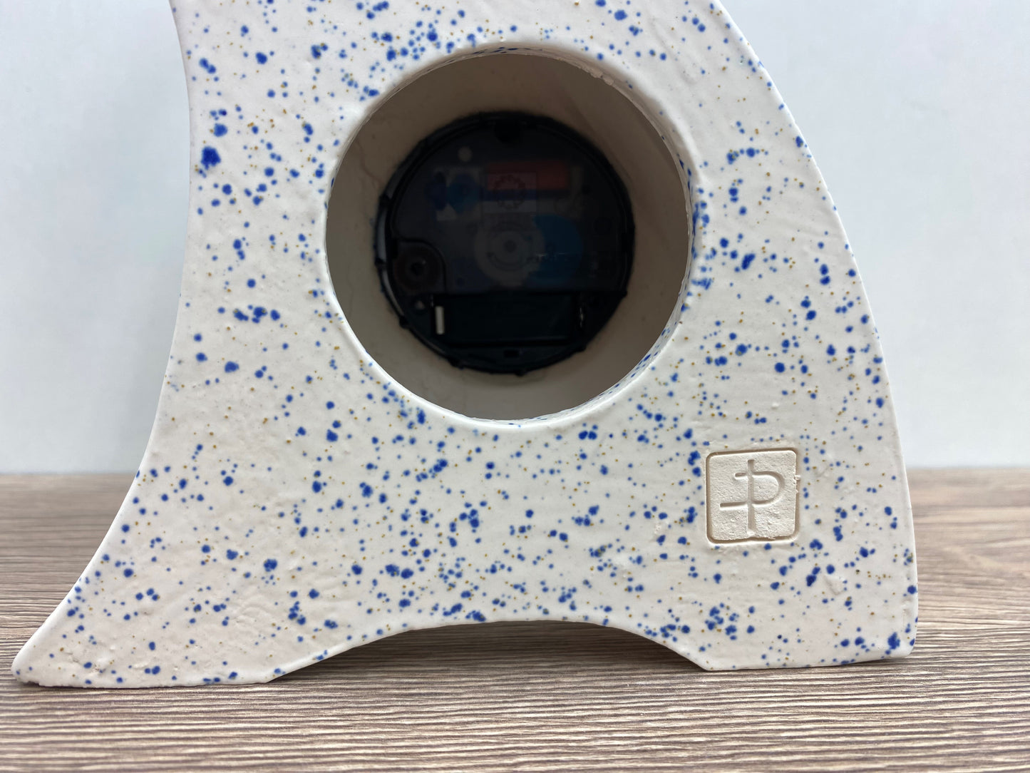 Ceramic Mantel Clock - Light Blue Speckled