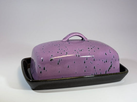 Butter Dish with Purple Speckle Glaze