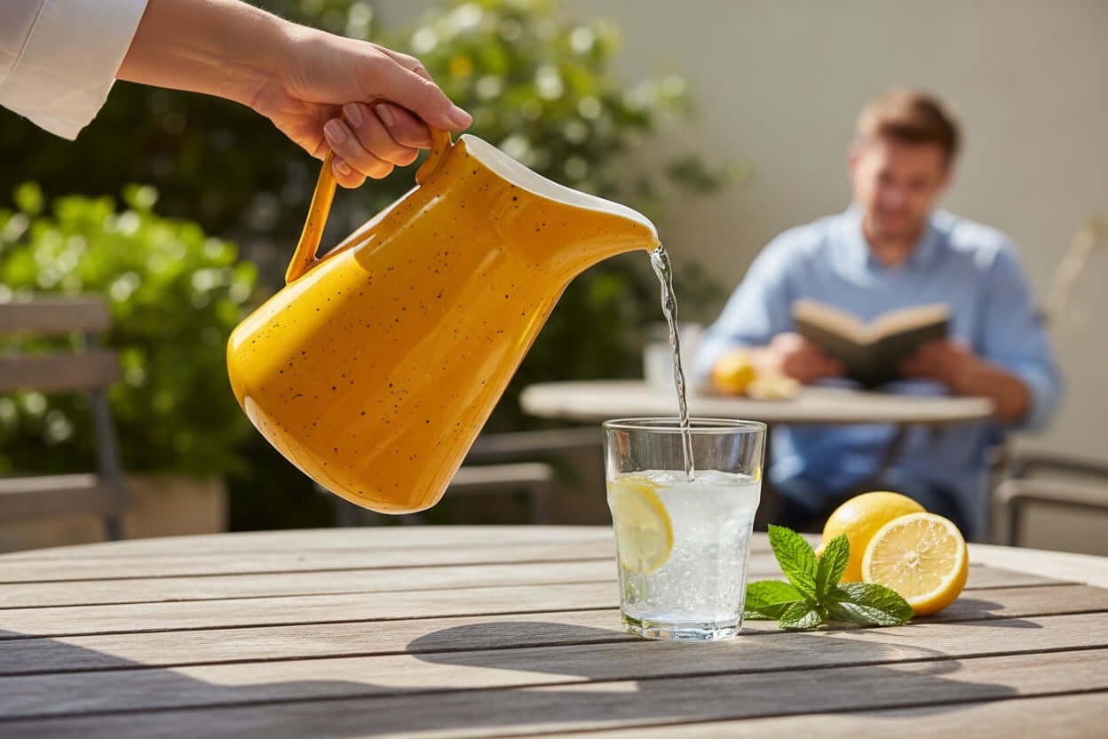 Milk Jug Speckled Yellow Handmade