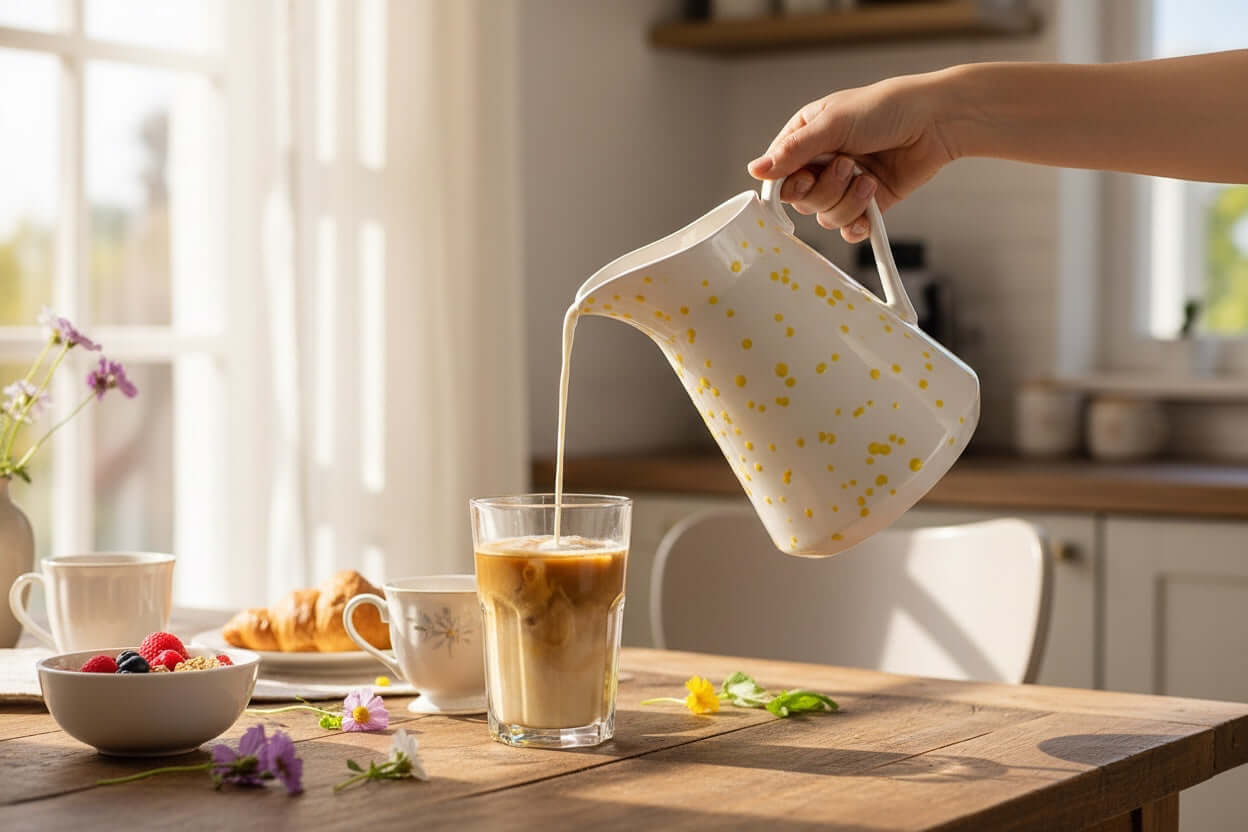 Milk Jug White with Yellow Spots