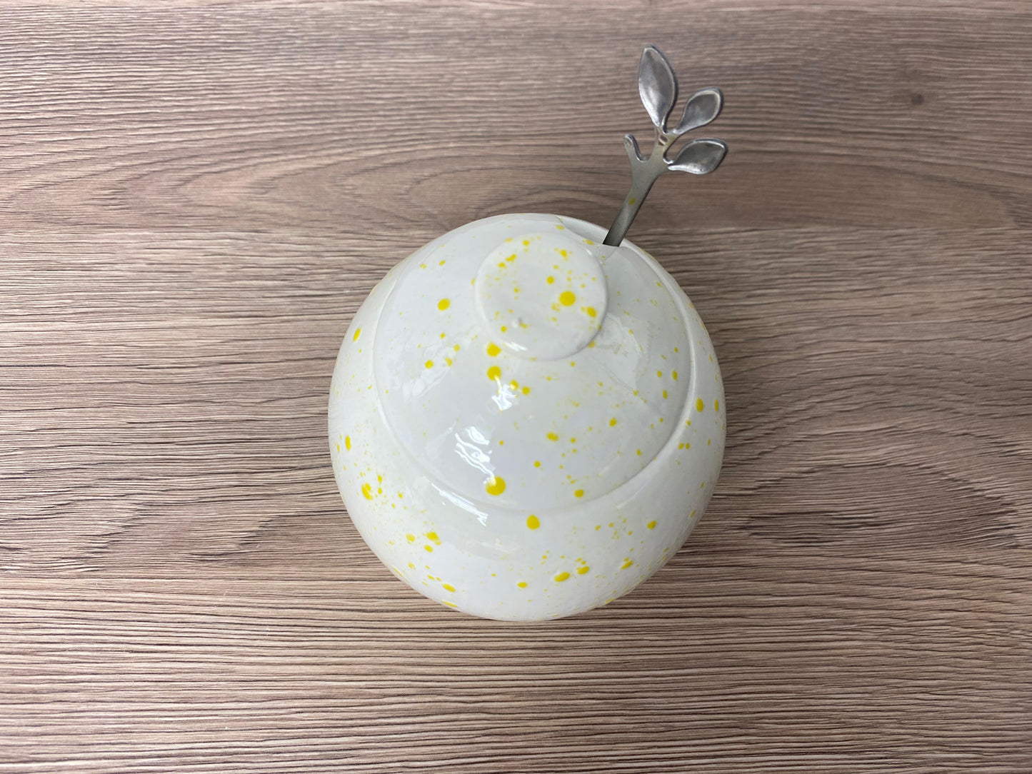 Sugar Bowl White with Yellow Spots