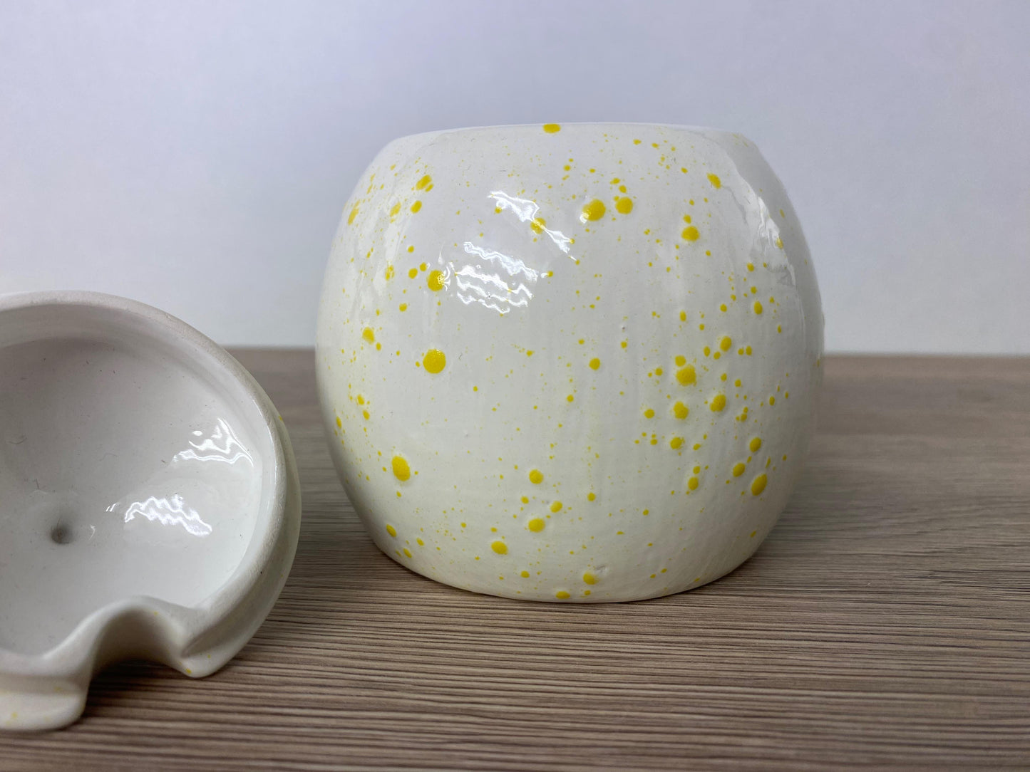 Sugar Bowl White with Yellow Spots