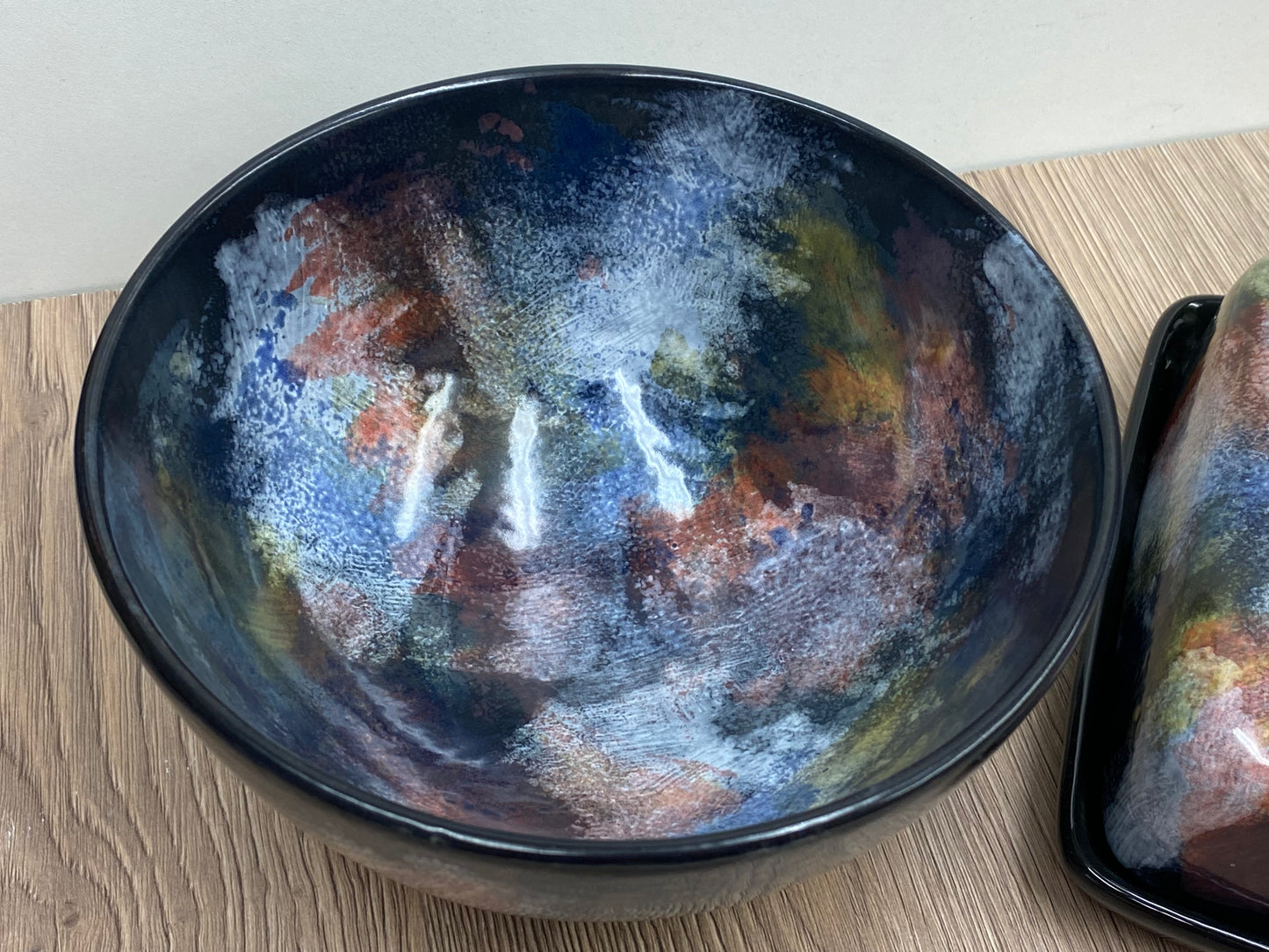 Butter Dish and Fruit Bowl Set - Abstract Glaze