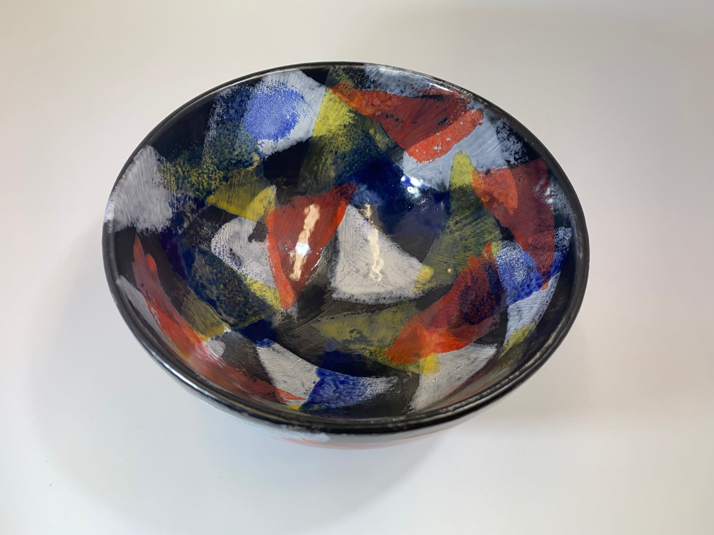 Ceramic Fruit Bowl Abstract Glaze