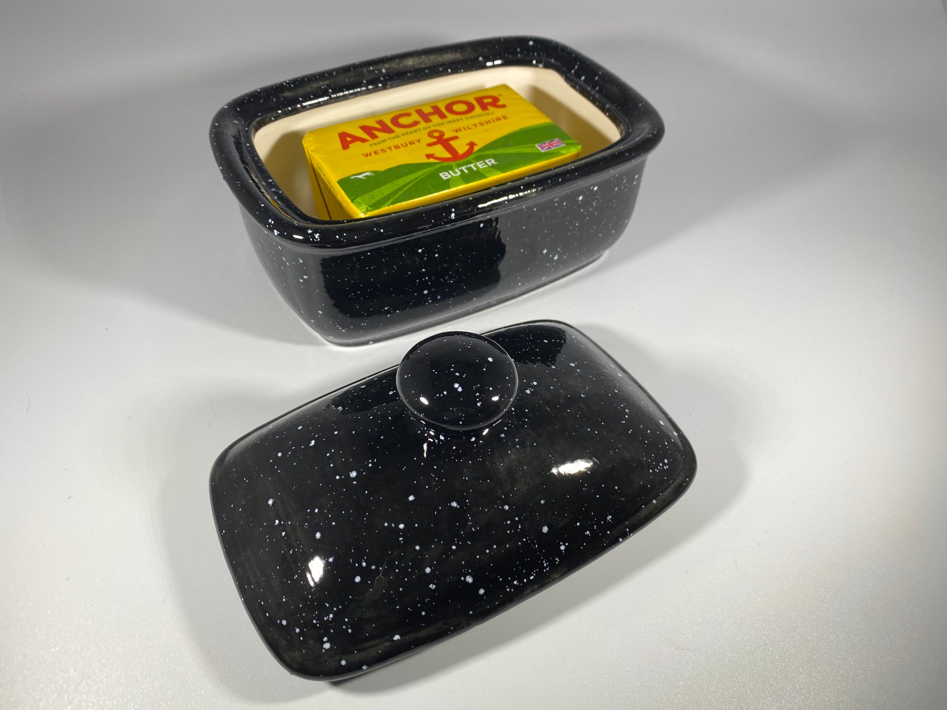 Butter Dish with Lid - Black Speckle Glaze